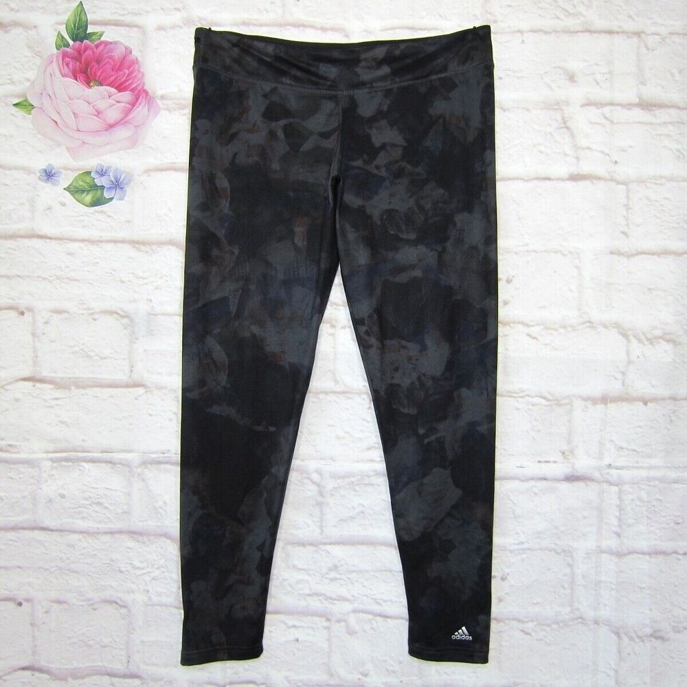 Adidas Gray Floral Printed Climalite 7/8 Leggings size XL